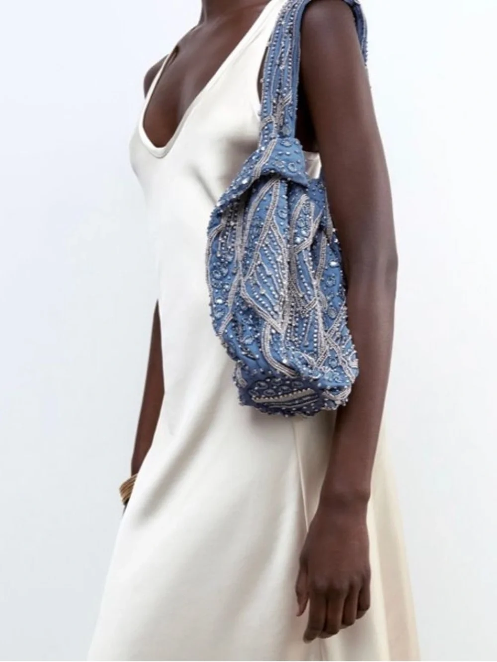 Zara Beaded Embellished Hobo Bag 6214/110